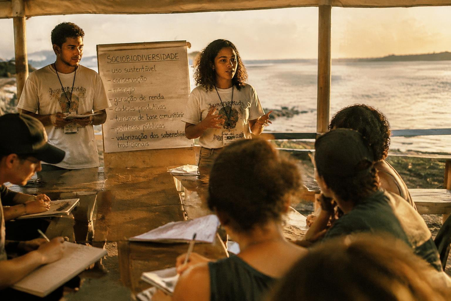 Frelude volunteers leading a riverside workshop
